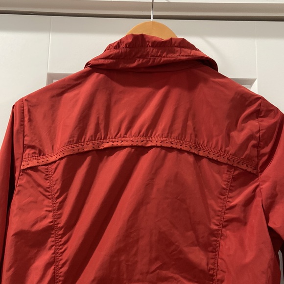 Zenergy Chico's Size 1 Burnt Orange Tab Sleeve Jacket gold hardware EUC - Picture 15 of 15